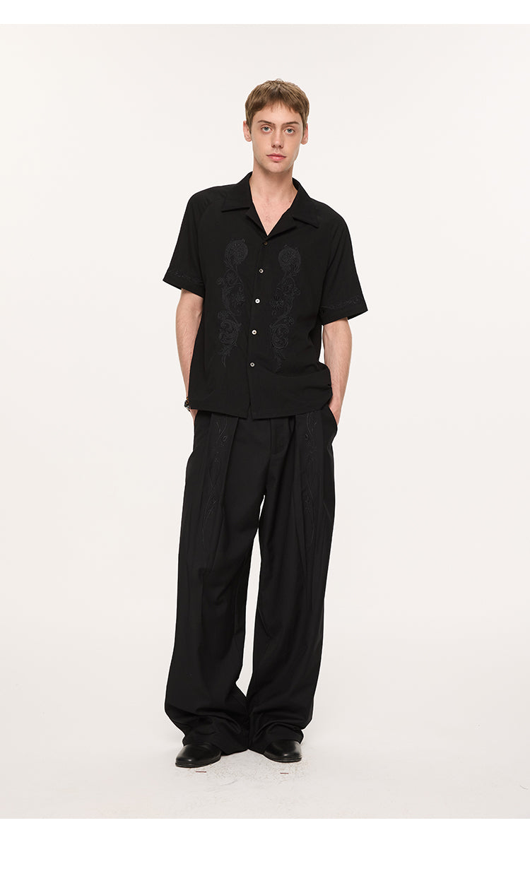 Draped straight casual pants