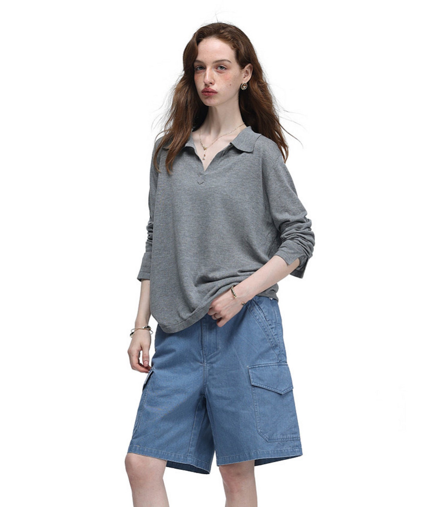 Linen-Blend Knit Polo Shirt