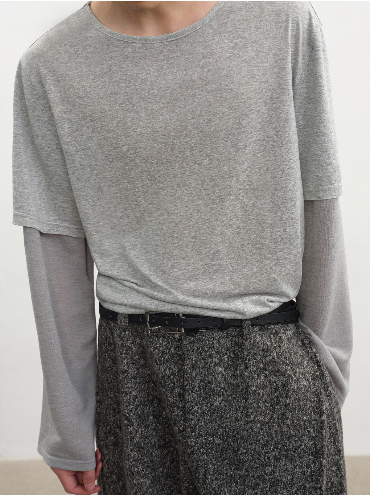 Fake Two-Piece Boat Neck T-Shirt