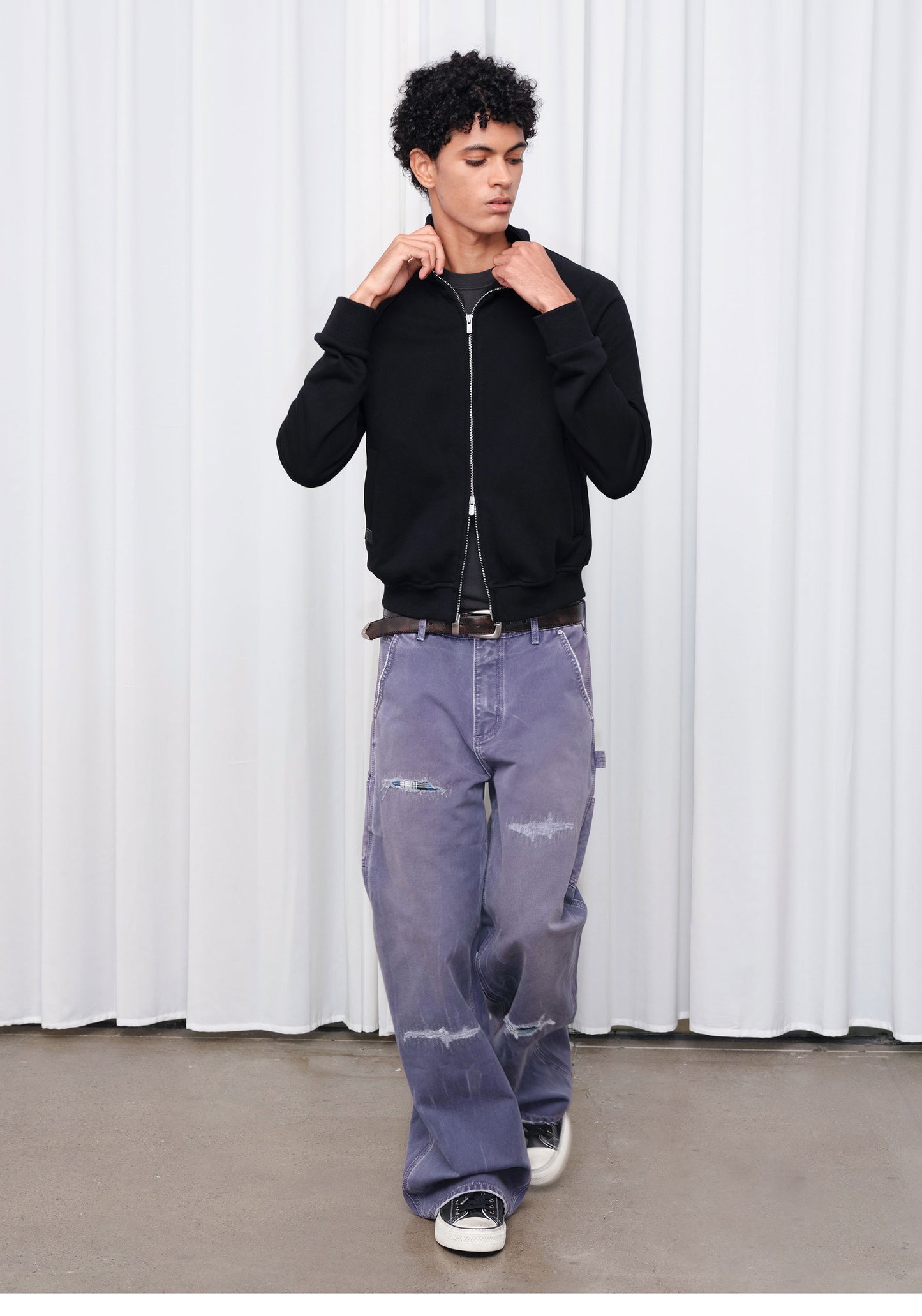 Patchwork Distressed Embroidery Remade Work Pants