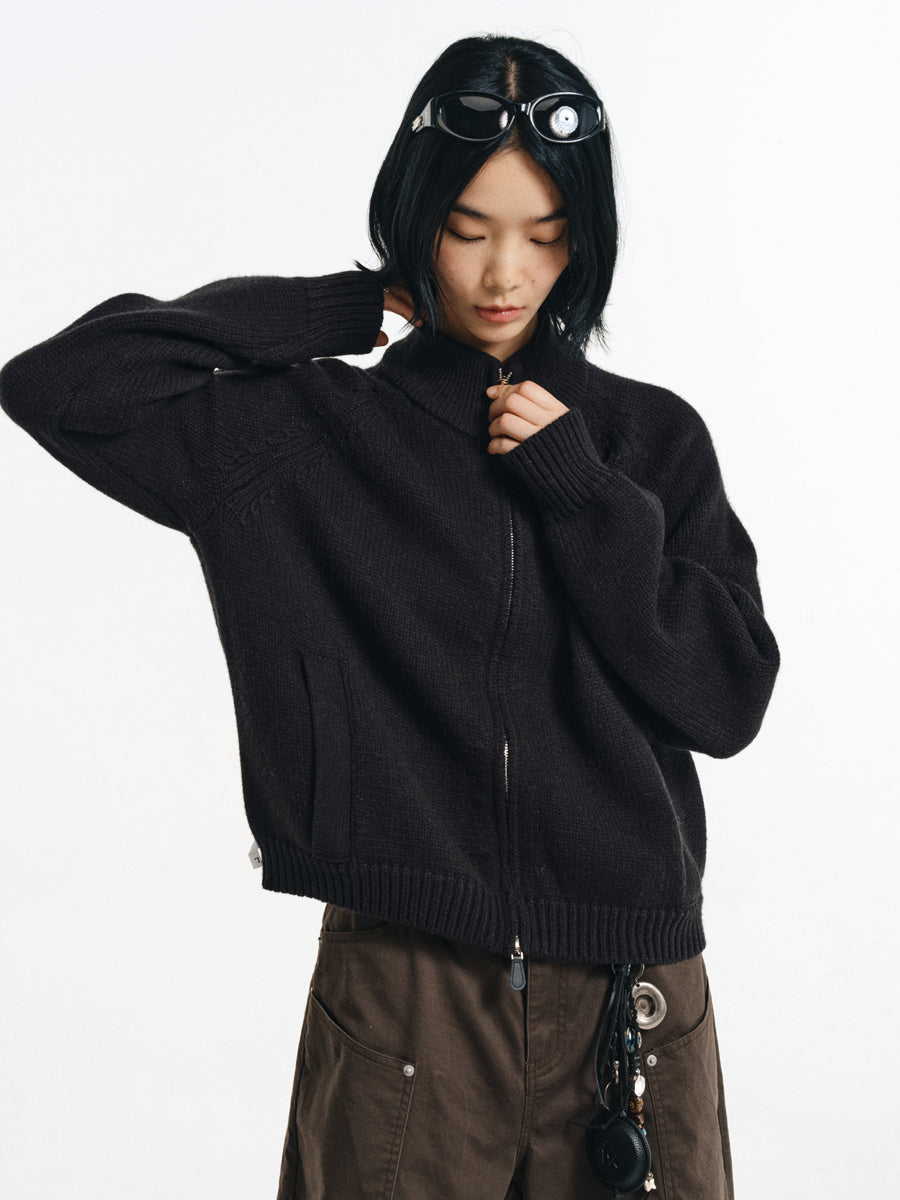 Wool Blend Stand Collar Jacket