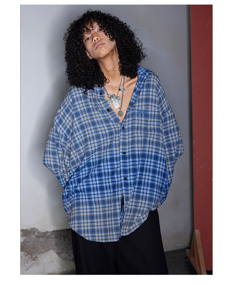 Washed Checked Oversized Shirt