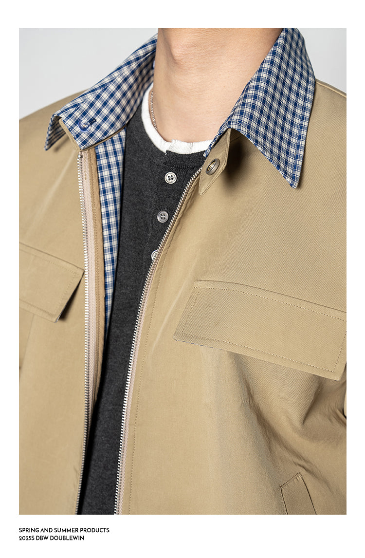 Retro Check Pattern Lapel Jacket