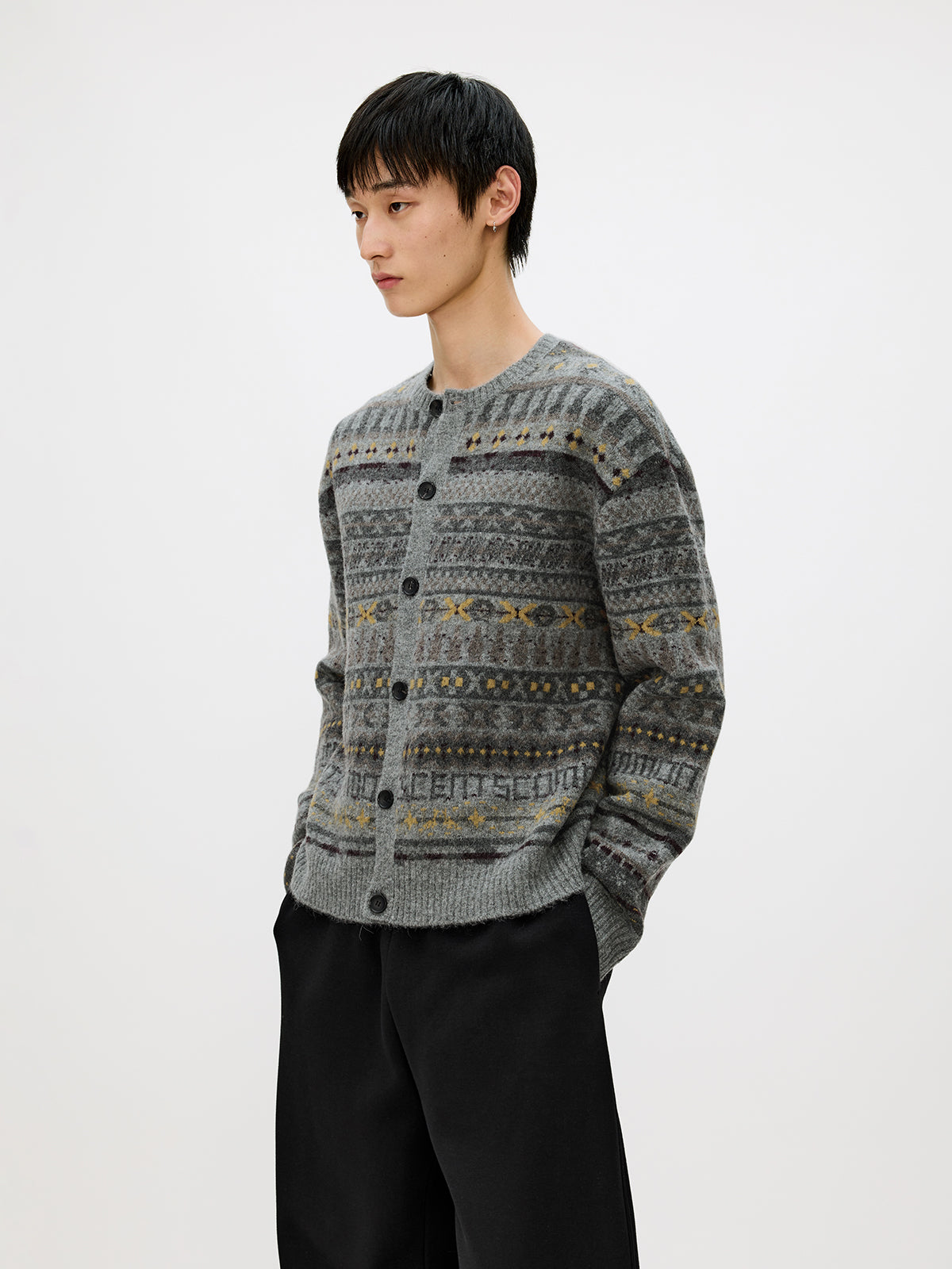 Crew Neck Button-Down Cardigan