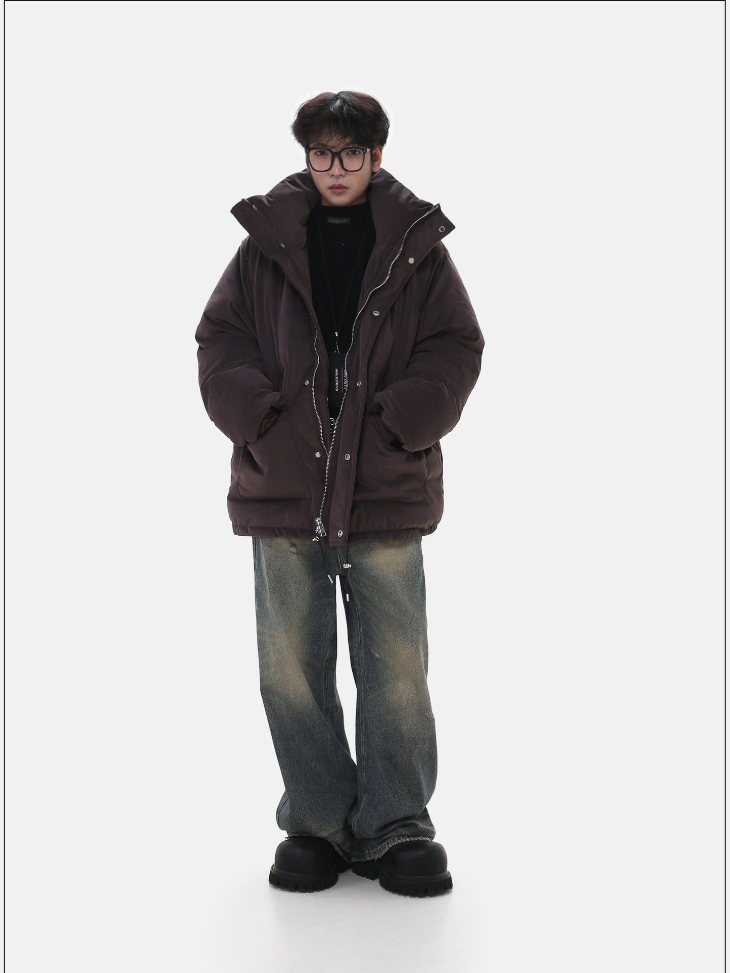 Stand Collar Mid-Length Quilted Jacket