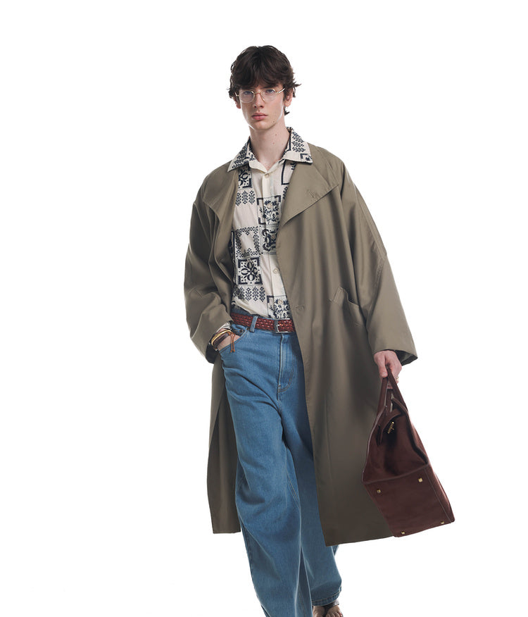 Stand-up collar long coat