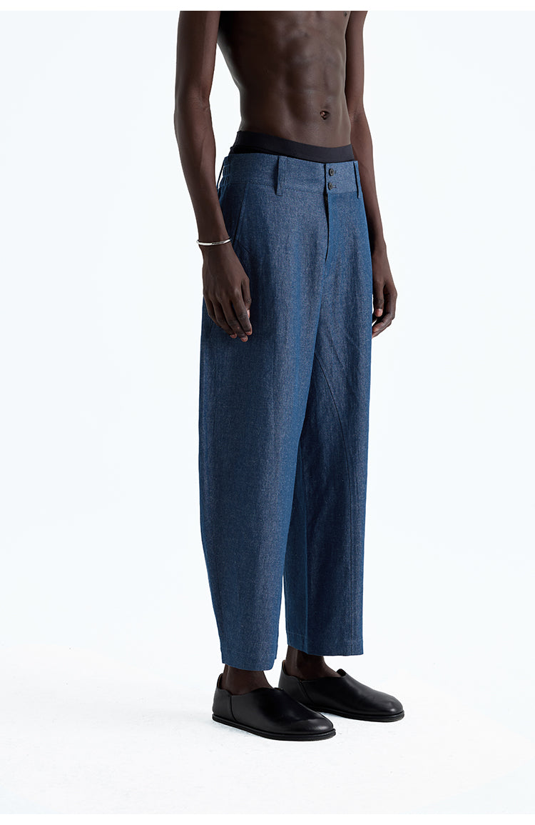 Natural cotton blend denim pants