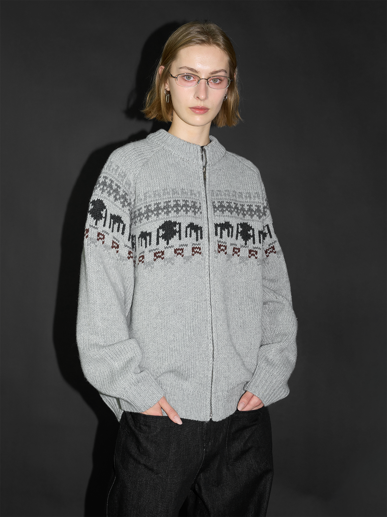 Loose Zip-Up Cardigan