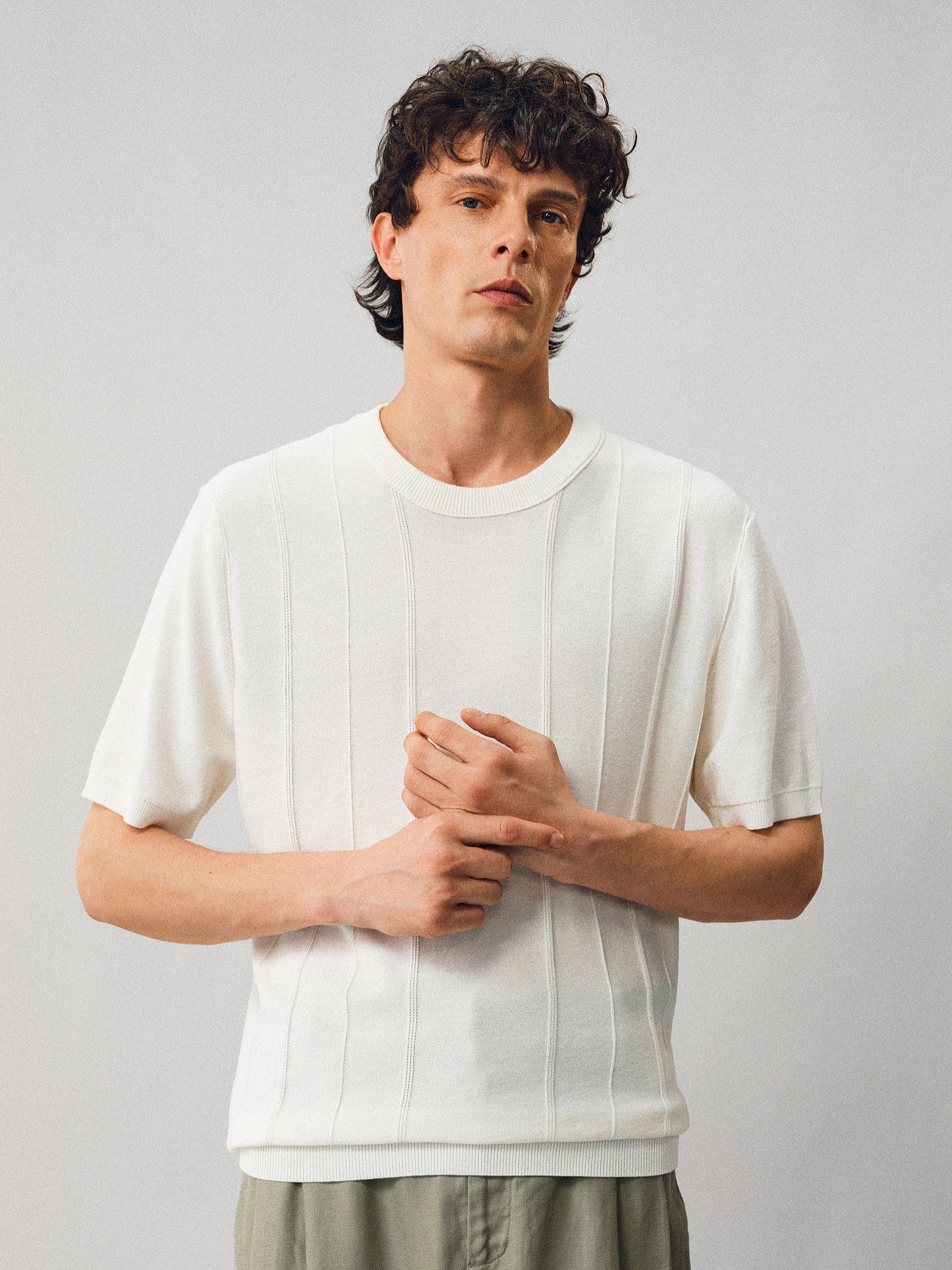 Tencel and Linen Blend Knit Shirt