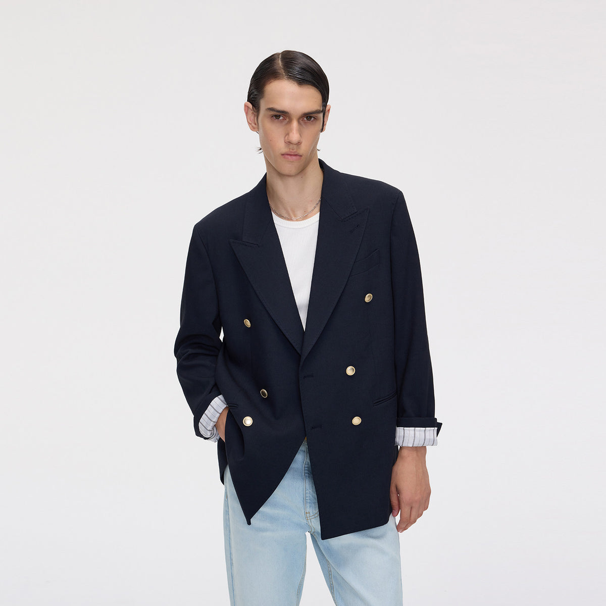 Double-Metal-Button Silhouette Jacket