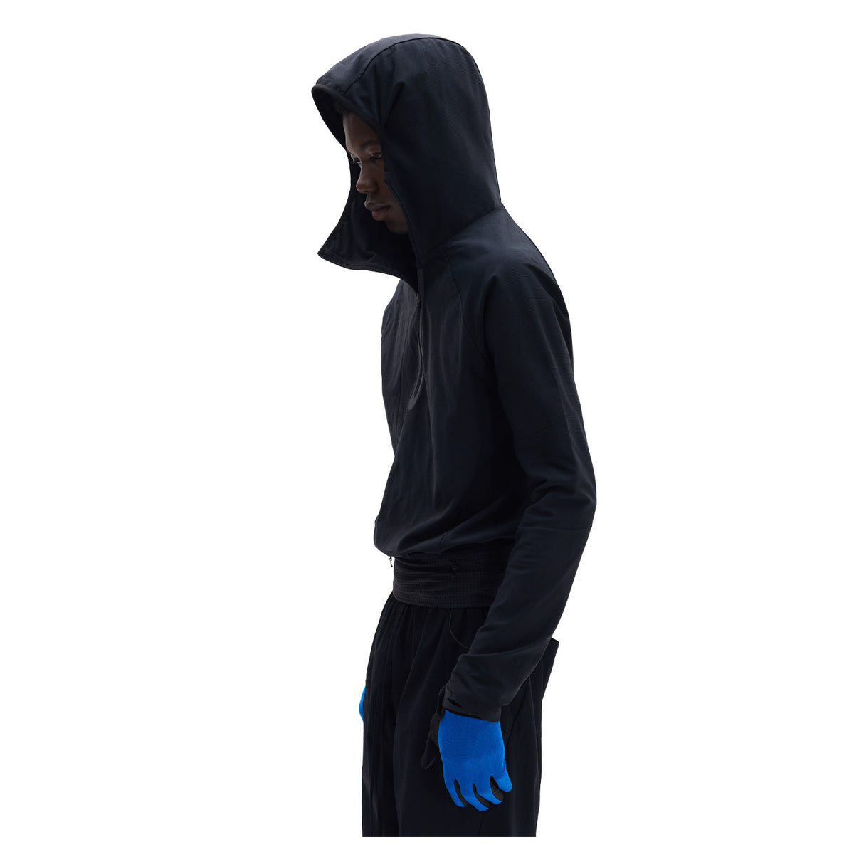 Reflective Diagonal-Zip Hoodie