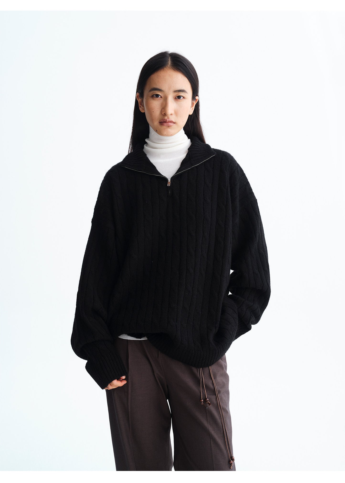 Loose-Fit Half-Zip Sweater