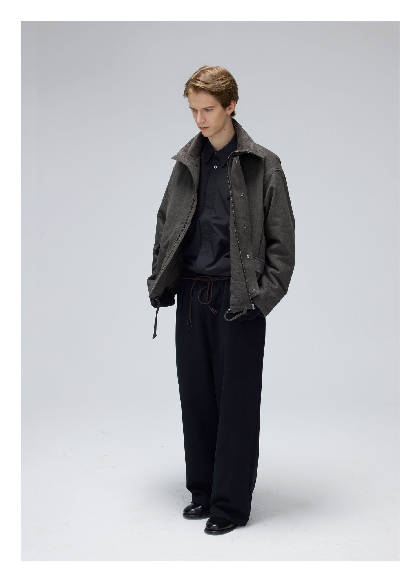 Fold-Down Collar Multi-Pocket Jacket