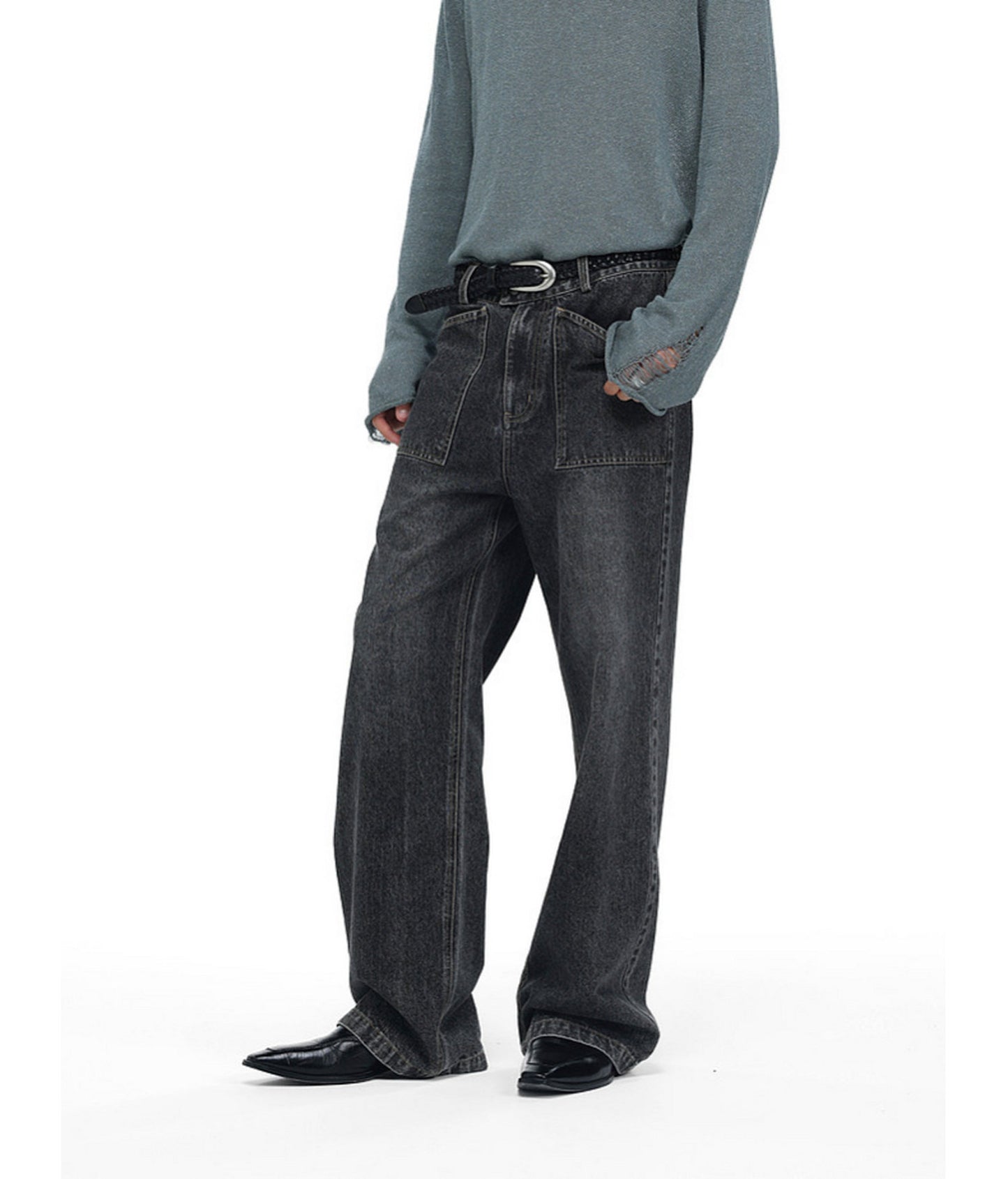 Wash-Mat Mid-Rise Straight-Leg Jeans