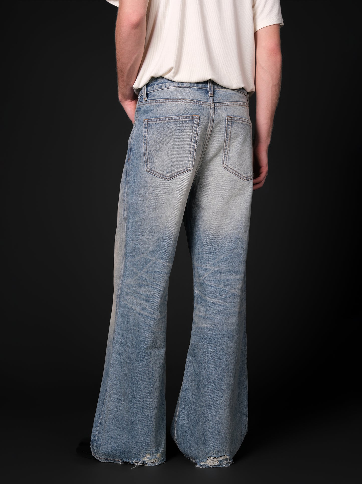 Distressed A-line jeans