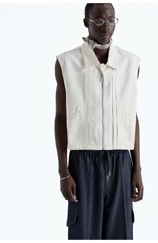 데님 지퍼 베스트