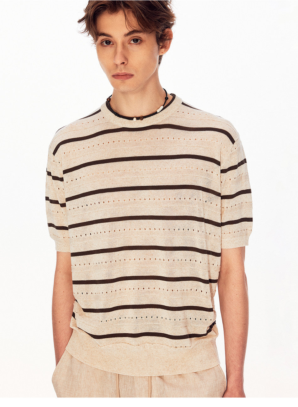 Unisex Vintage-Style Mesh-Striped Knit