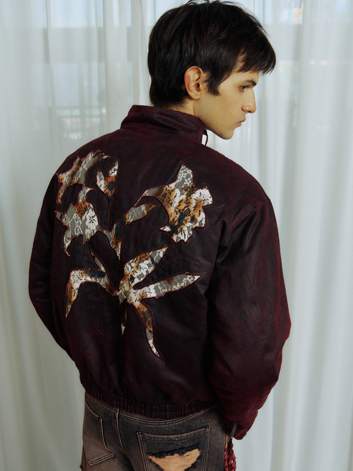Faux Suede Embroidered Jacket