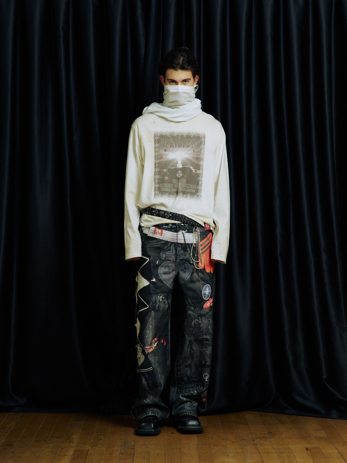 Digital-Print Denim Pants
