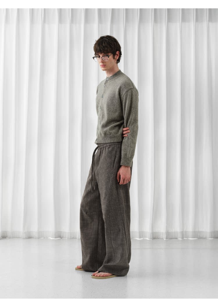 Houndstooth Wide-Leg Pants