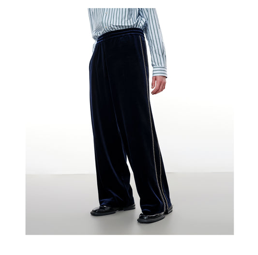 Velvet Elastic Waistband Casual Pants