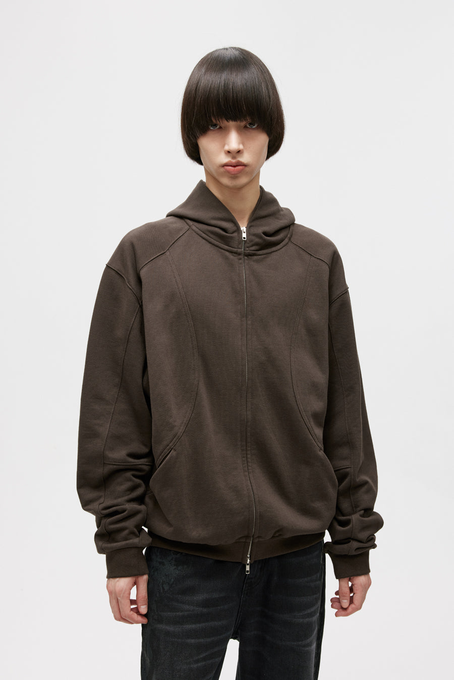 Curved Splicing Hooded Sweatshirt