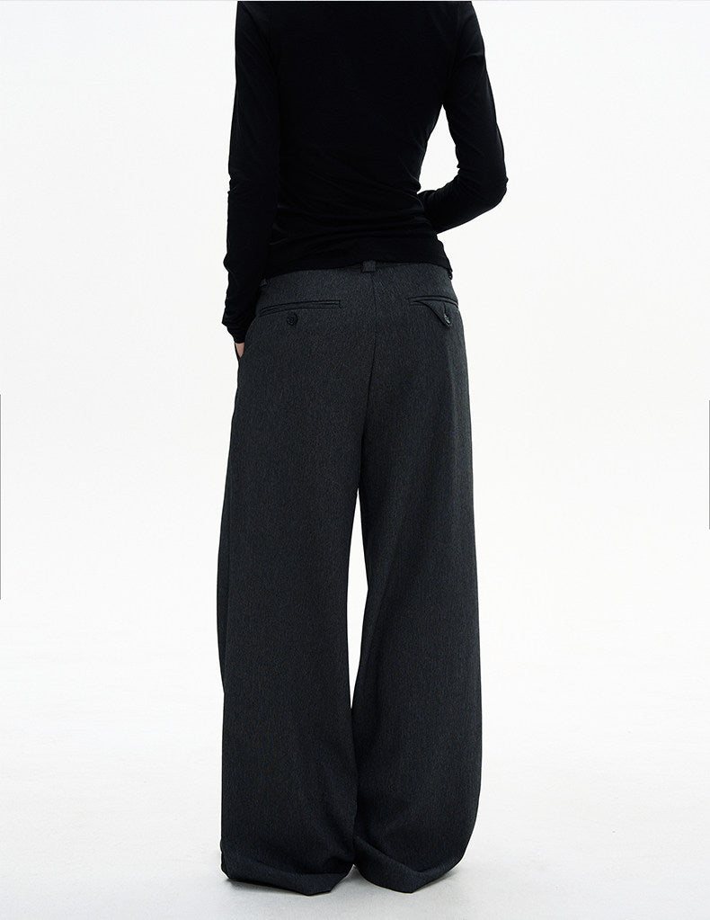 Diagonal-Pocket Relaxed Fit Casual Pants