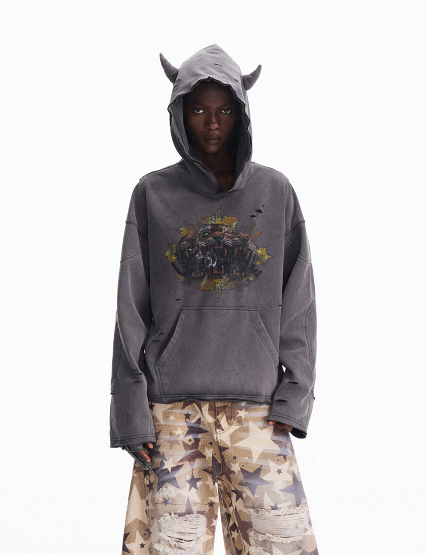 Gradient Gray Hooded Sweatshirt