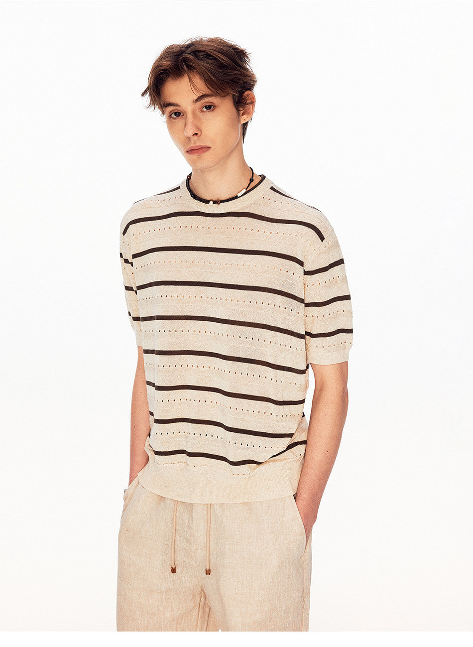 Unisex Vintage-Style Mesh-Striped Knit