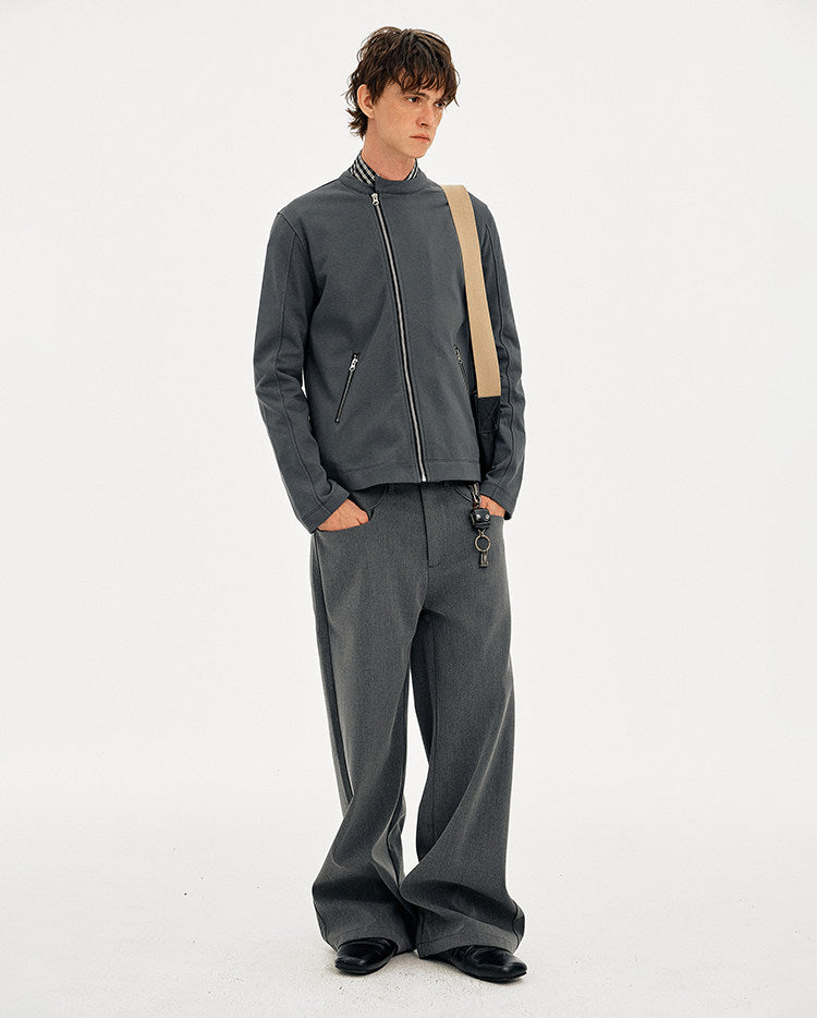 Sweatshirt with Diagonal Zipper Design