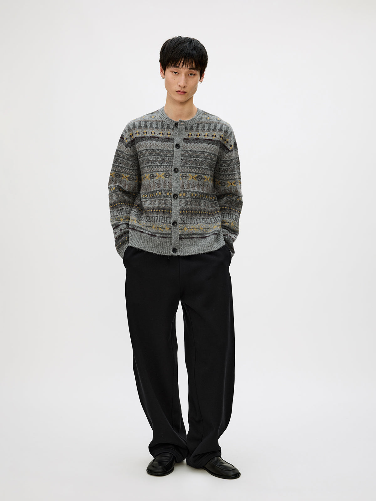 Crew Neck Button-Down Cardigan