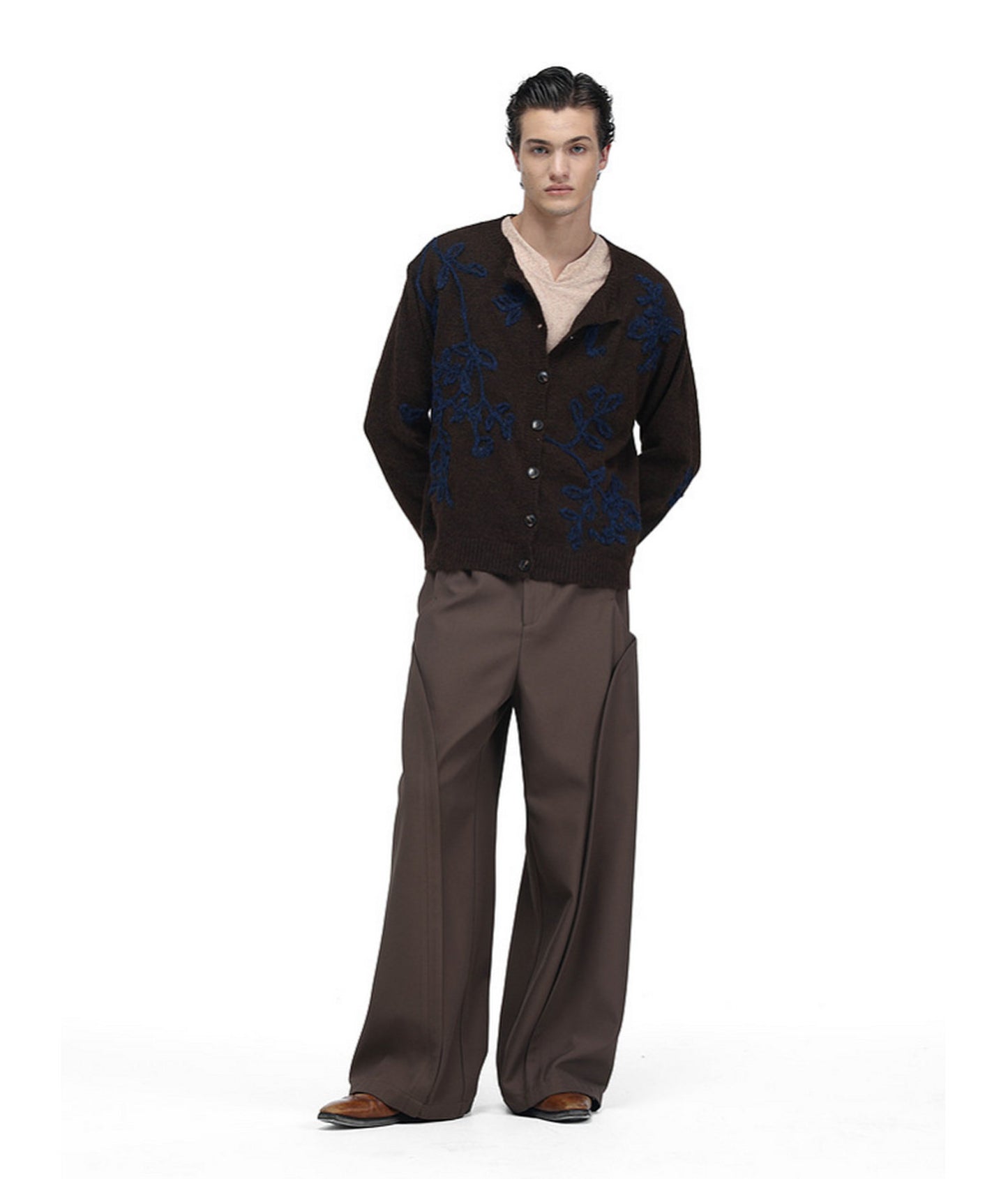 Vintage-Style Floral-Print Wool Cardigan
