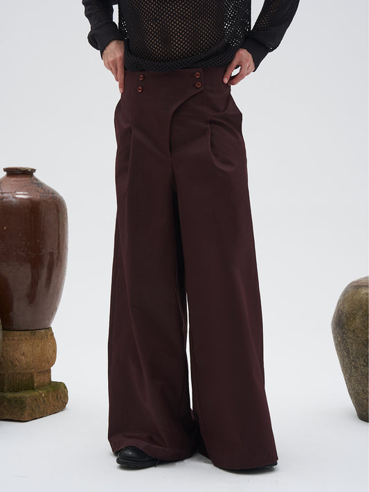 Pleated wide pants