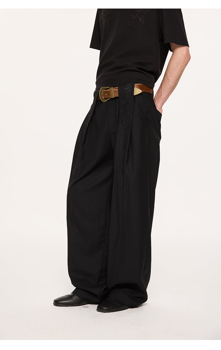 Draped straight casual pants