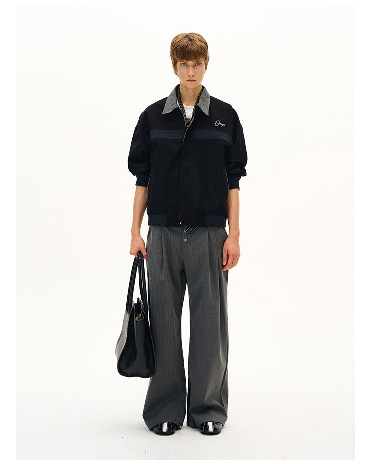 Checkered Stitch Harrington Jacket