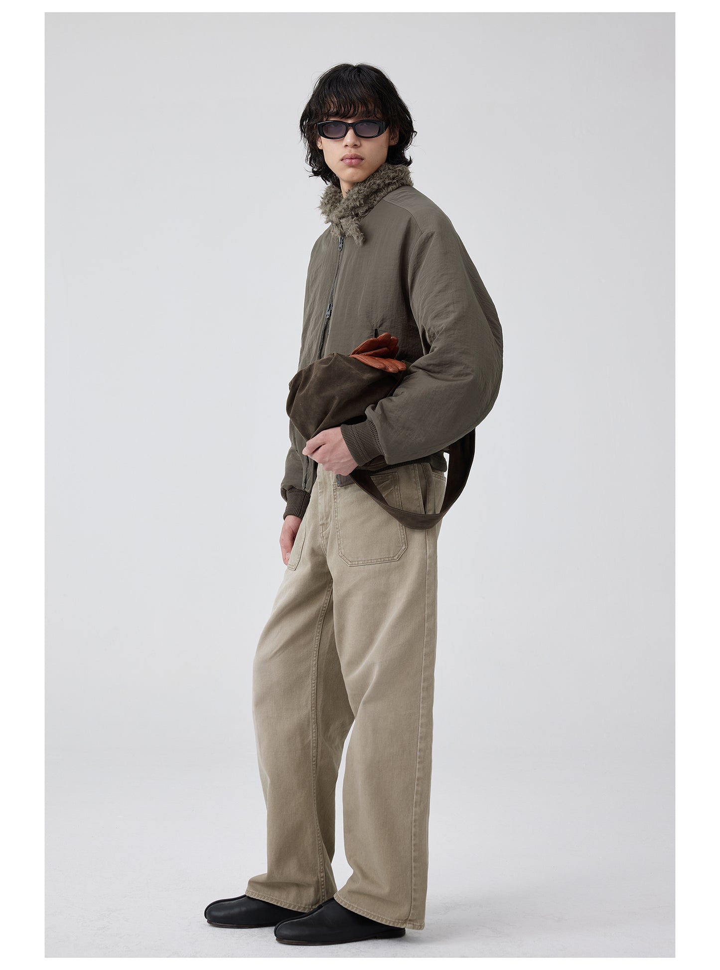 Straight casual pants with patch pockets