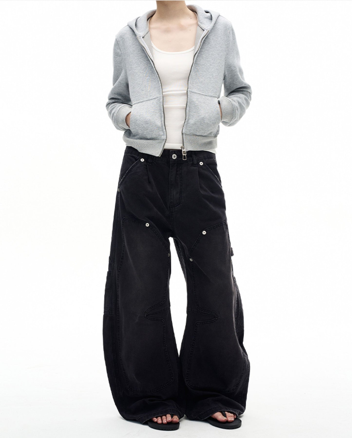 Loose Silhouette Distressed Casual Pants