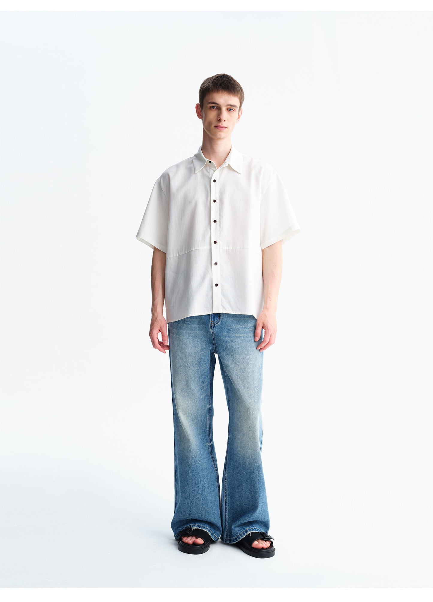 Slim-Fit Casual Denim Pants with Faded Details