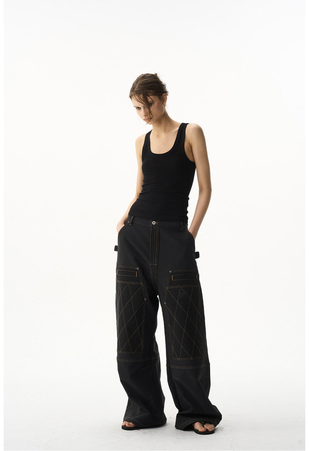 Color Block Quilted Casual Pants