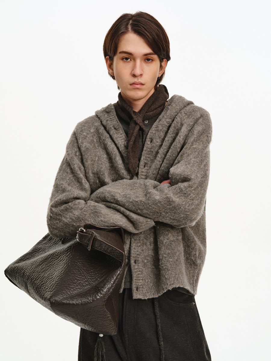 Hooded button-down cardigan