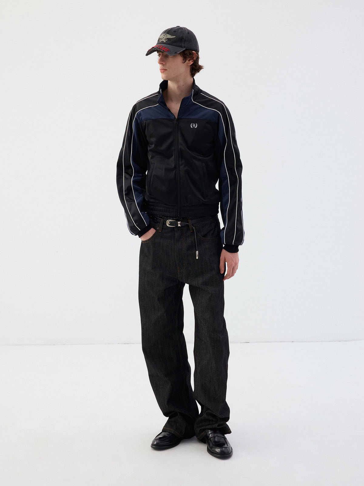 Jacket with a stand-up collar and a zipper