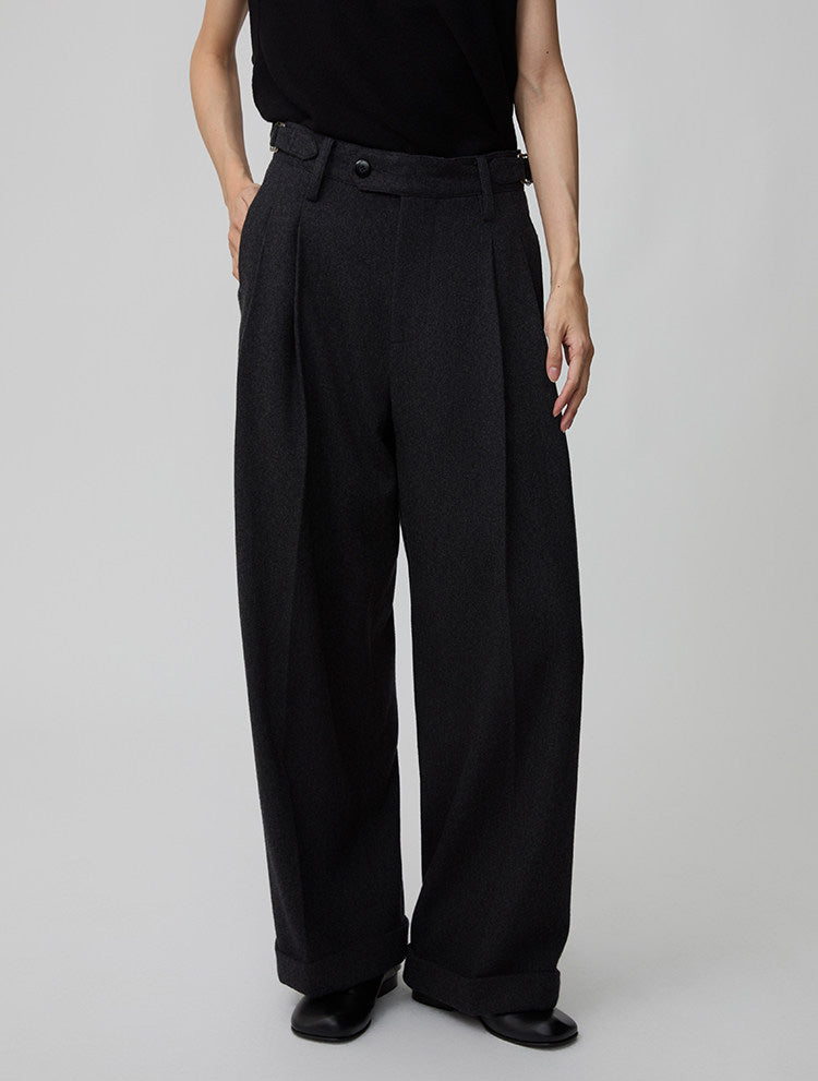 Adjustable Waist Pleated Casual Pants