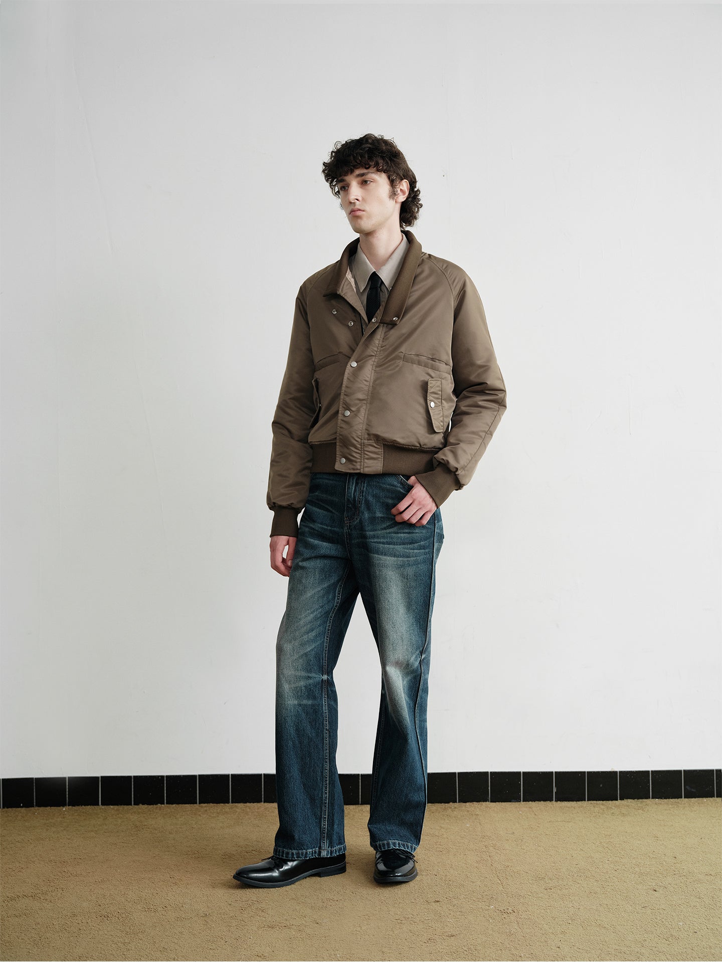 Half-lapel bomber jacket