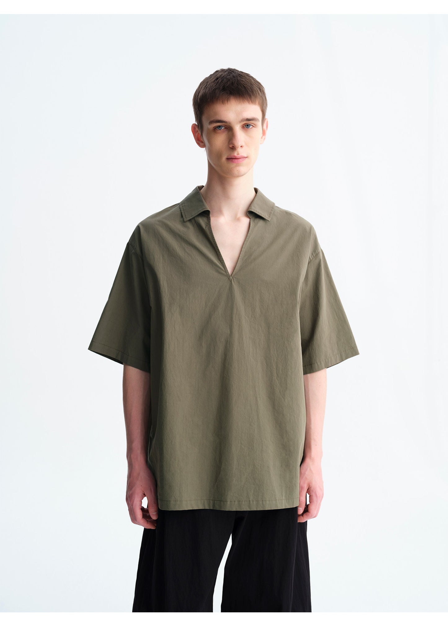 Loose-Fit V-Neck Pullover Shirt