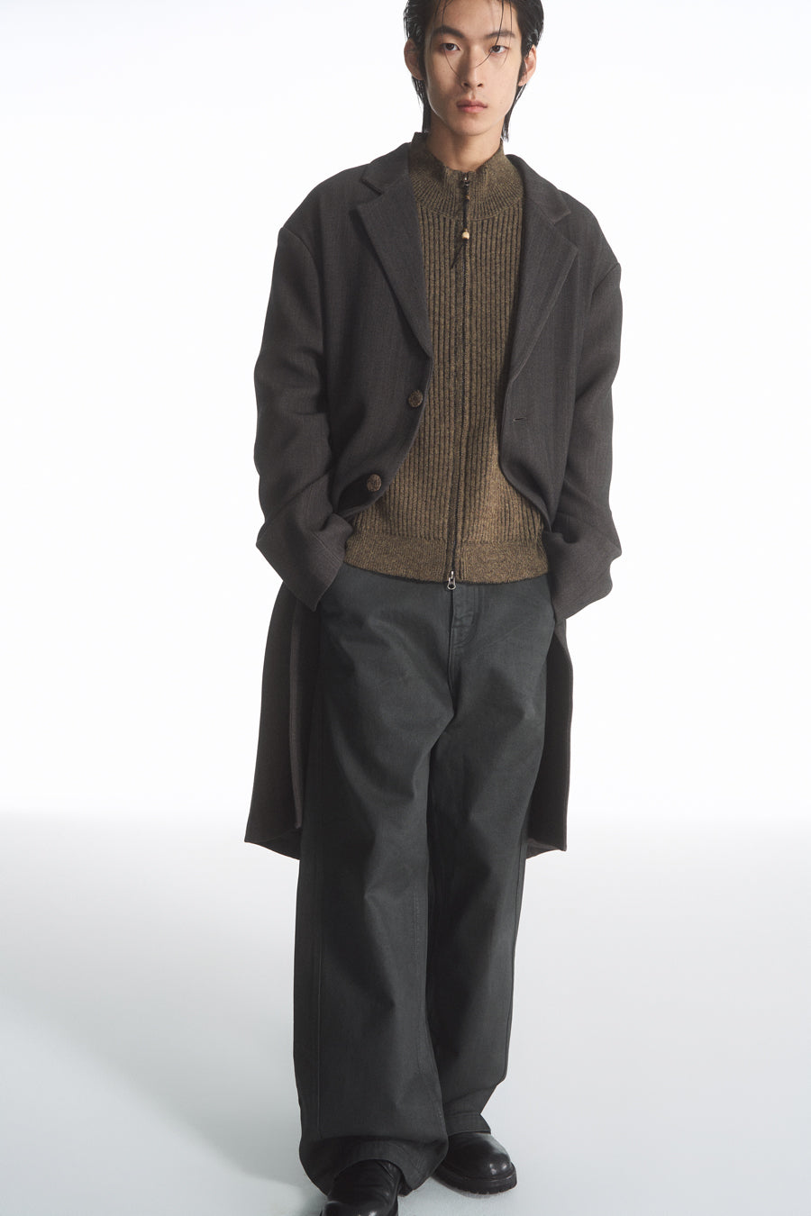 PU coated straight jeans