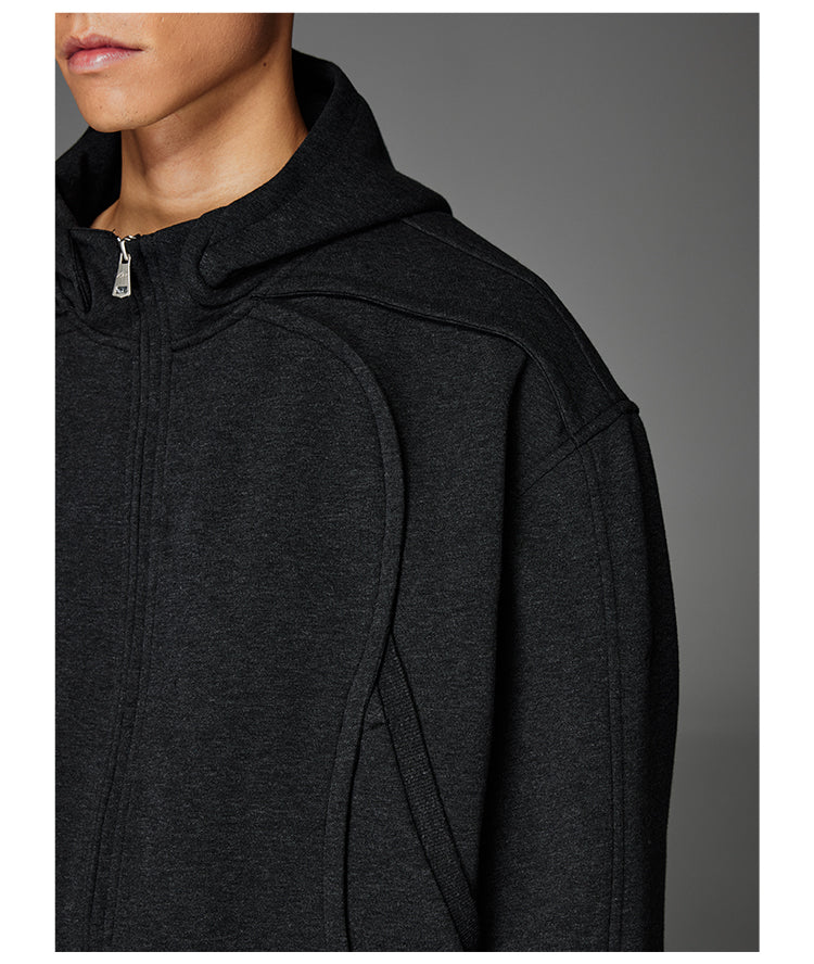 Double-Zipper Design Hooded Sweatshirt