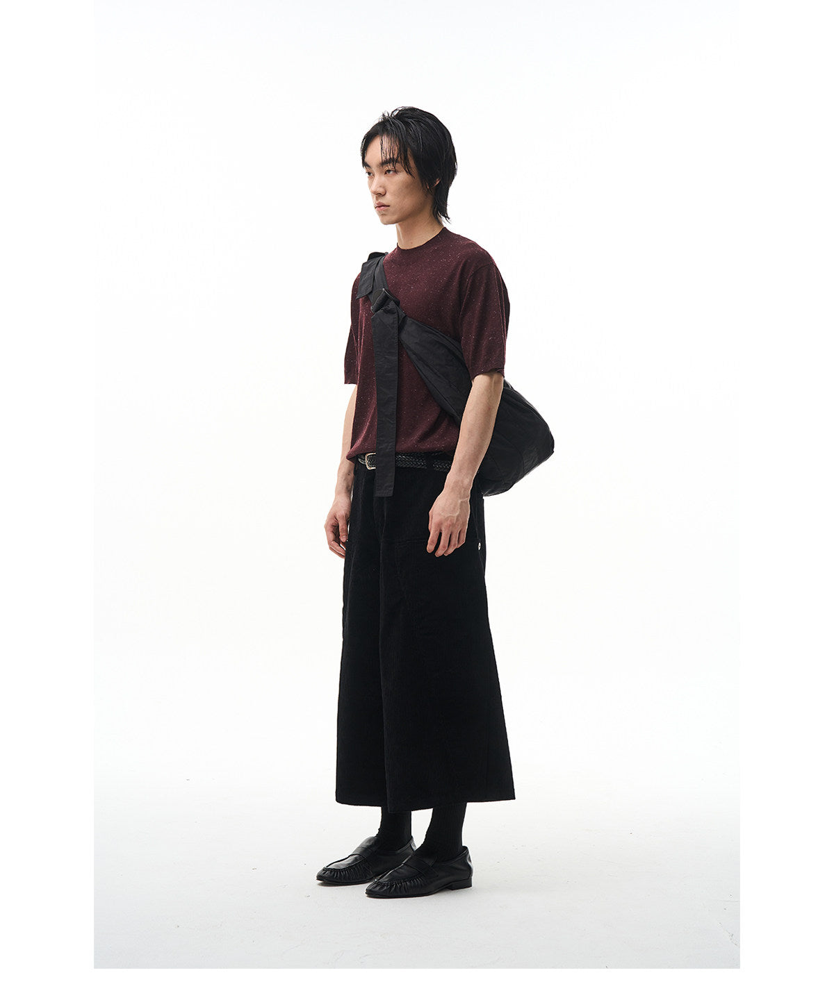 Color-Blocked Half-High-Collar Knit Shirt
