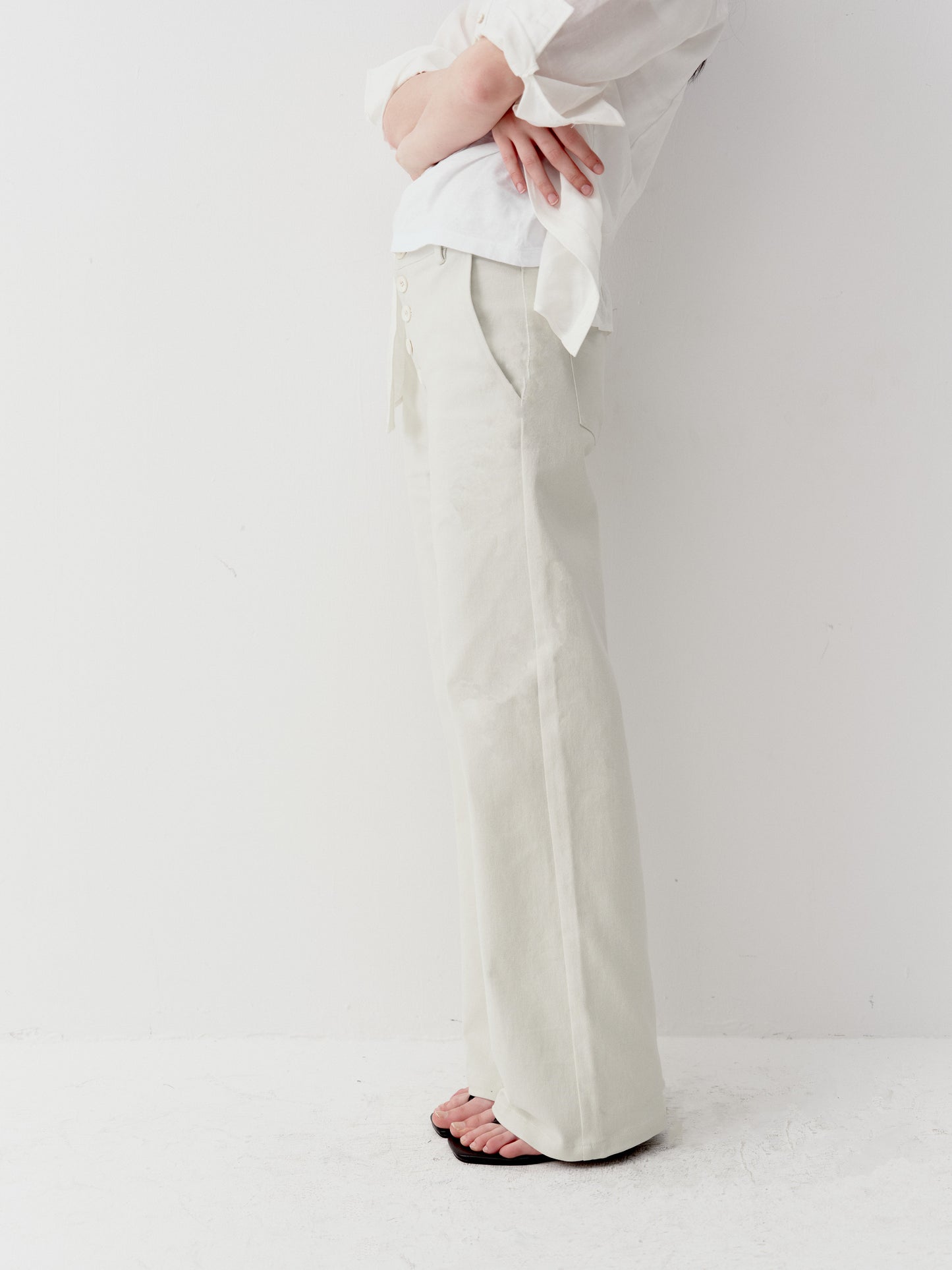 Button-Down Straight-Leg Pants