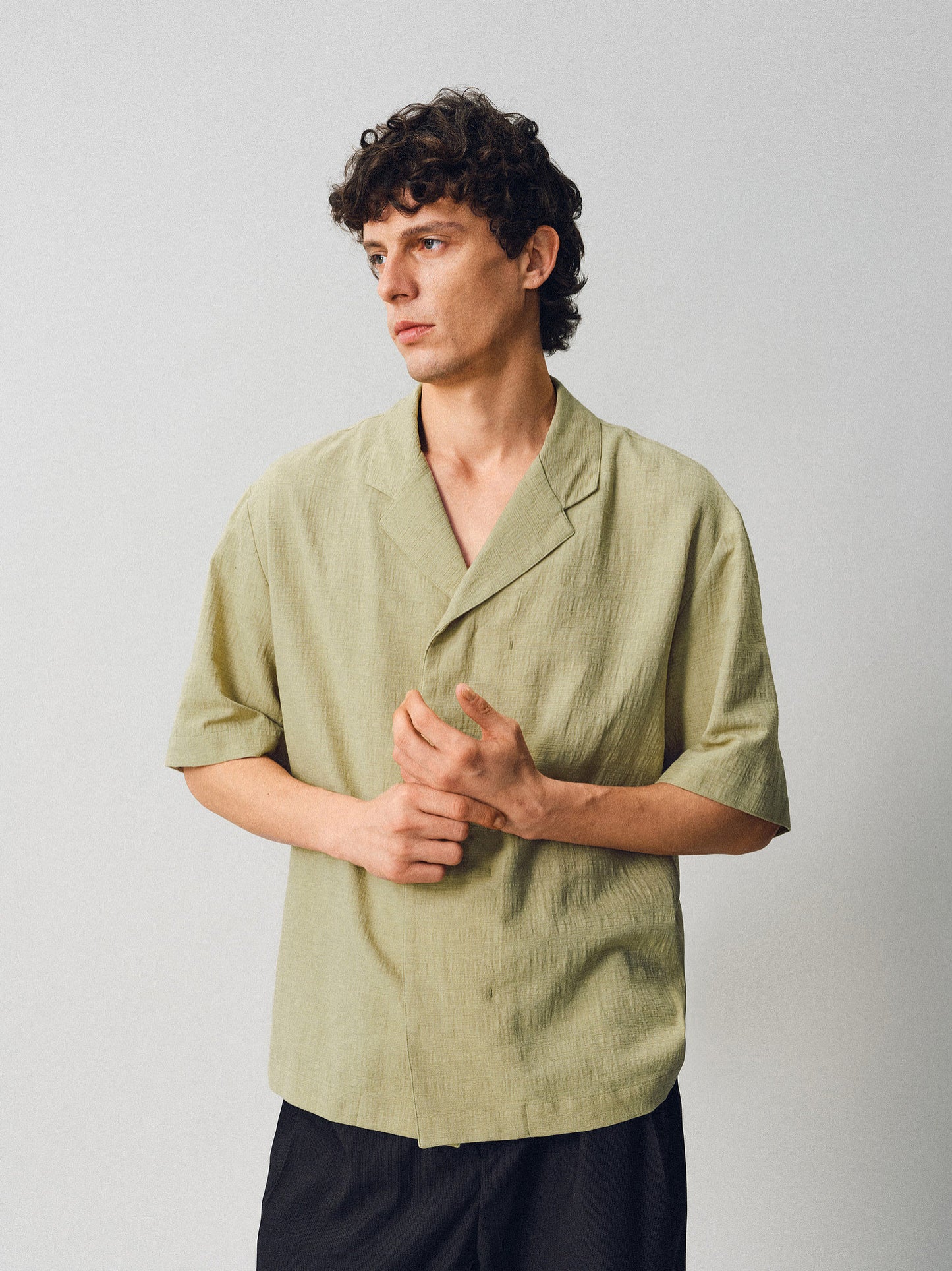 Textured Cuban-collar shirt