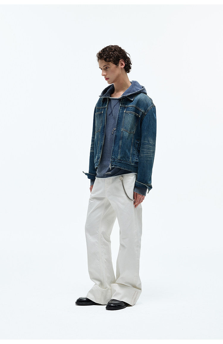 Zip-Up Short Denim Jacket